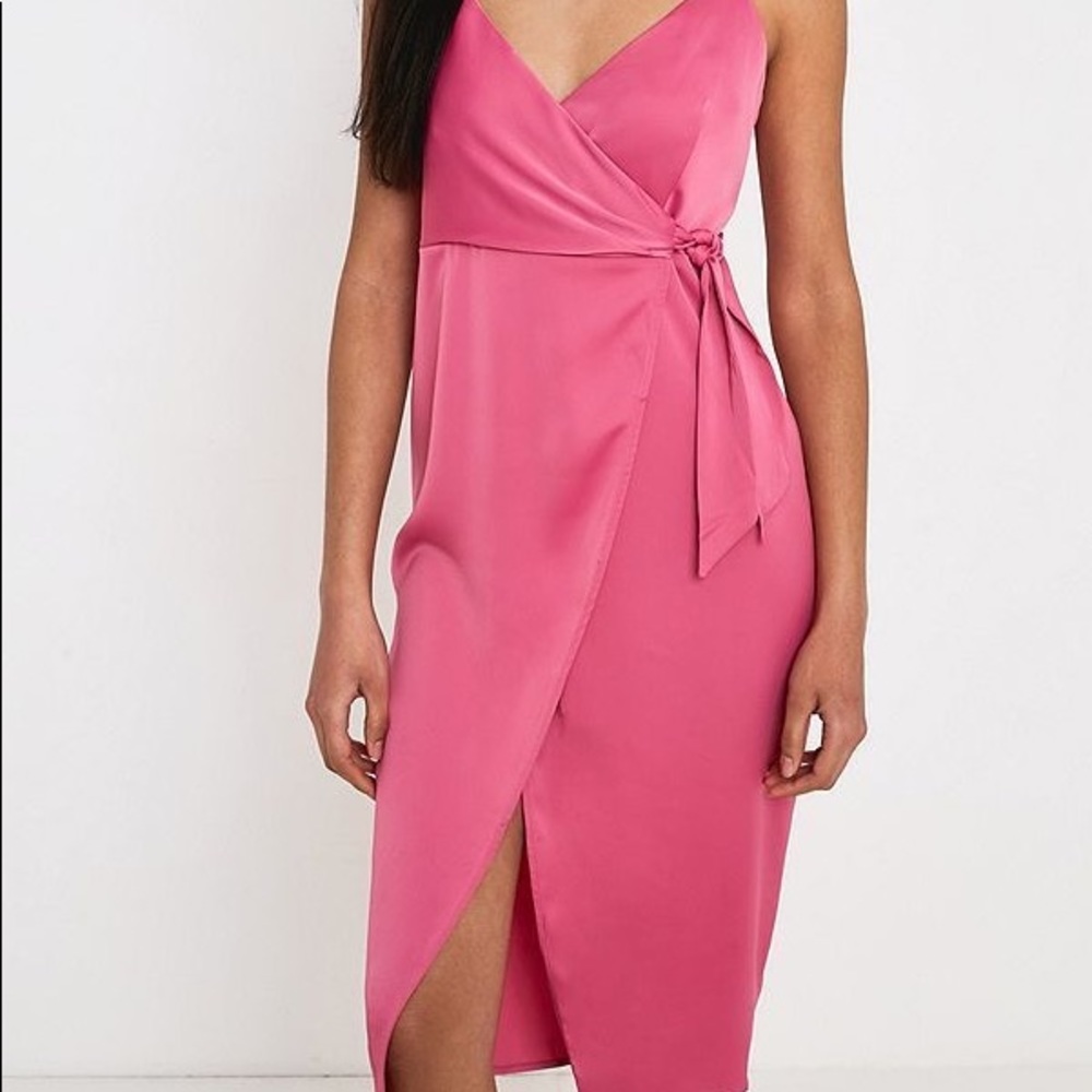 Urban Outfitters Pink Tie-Wrap Midi Dress